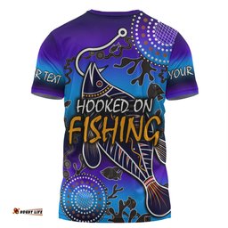 Amazing Aussie Australia Fishing Aboriginal Fishing Custom T-shirt - Hooked On Fishing With Aboriginal Patterns T-shirt