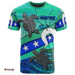 personalised t shirt torres strait flag and turtle