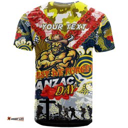 personalised cowboys anzac day t shirt aboriginal rising sun dt02