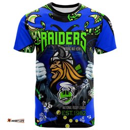 Amazing Aussie Canberra Raiders T-Shirt - Custom Personalised Canberra Raiders with Aboriginal Inspired Culture Player And Number T-Shirt