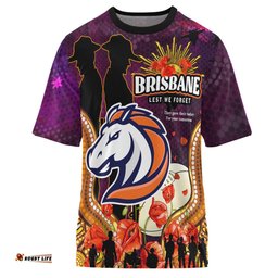 Amazing Aussie Brisbane Broncos Anzac Custom T-shirt - Broncos Aboriginal Inspired Pattern Anzac Remembrance Day T-shirt