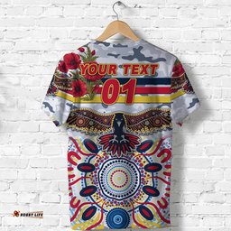 custom personalised adelaide crows anzac t shirt indigenous vibes white