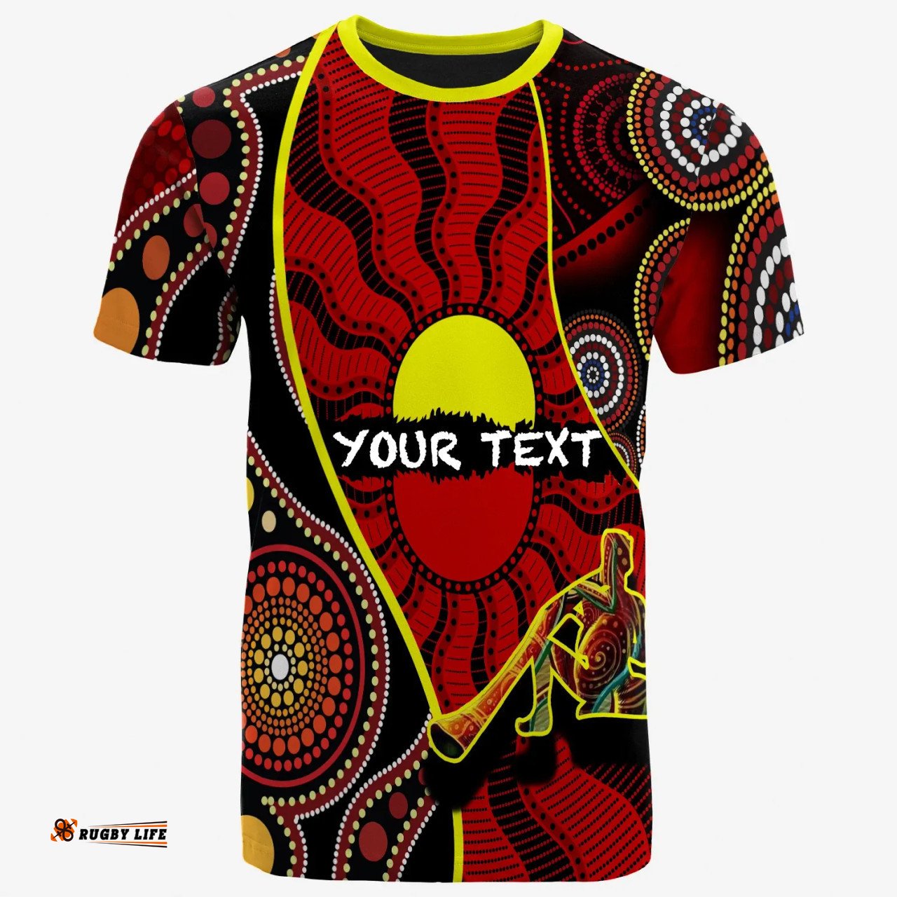 Amazing Aussie [Custom] Australia T-shirt - Australia Aboriginal Inspired Dots With Didgeridoo