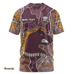 Amazing Aussie Brisbane Broncos Grand Final Custom T-shirt - Custom Brisbane Broncos With Contemporary Style Of Aboriginal Painting  T-shirt