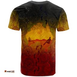 Amazing Aussie Australia Aboriginal Inspired T-Shirt - Australian Map with Indigenous Color