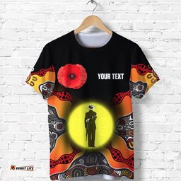 custom personalised australian anzac day t shirt aboriginal moon style th12