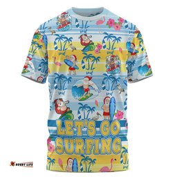 Amazing Aussie Australia Surfing Christmas T-shirt - Tropical Santa Let's Go Surfing T-shirt