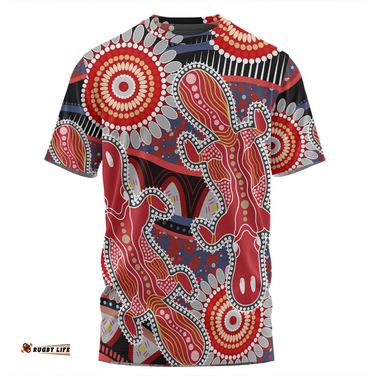 Amazing Aussie Australia Platypus Aboriginal T-shirt - Red Platypus With Aboriginal Art Dot Painting Patterns Inspired T-shirt