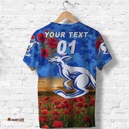 custom personalised north melbourne kangaroos anzac t shirt poppy vibes