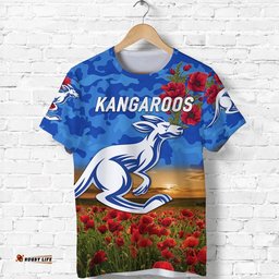 custom personalised north melbourne kangaroos anzac t shirt poppy vibes