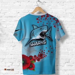 custom personalised anzac sharks t shirt cronulla lest we forget