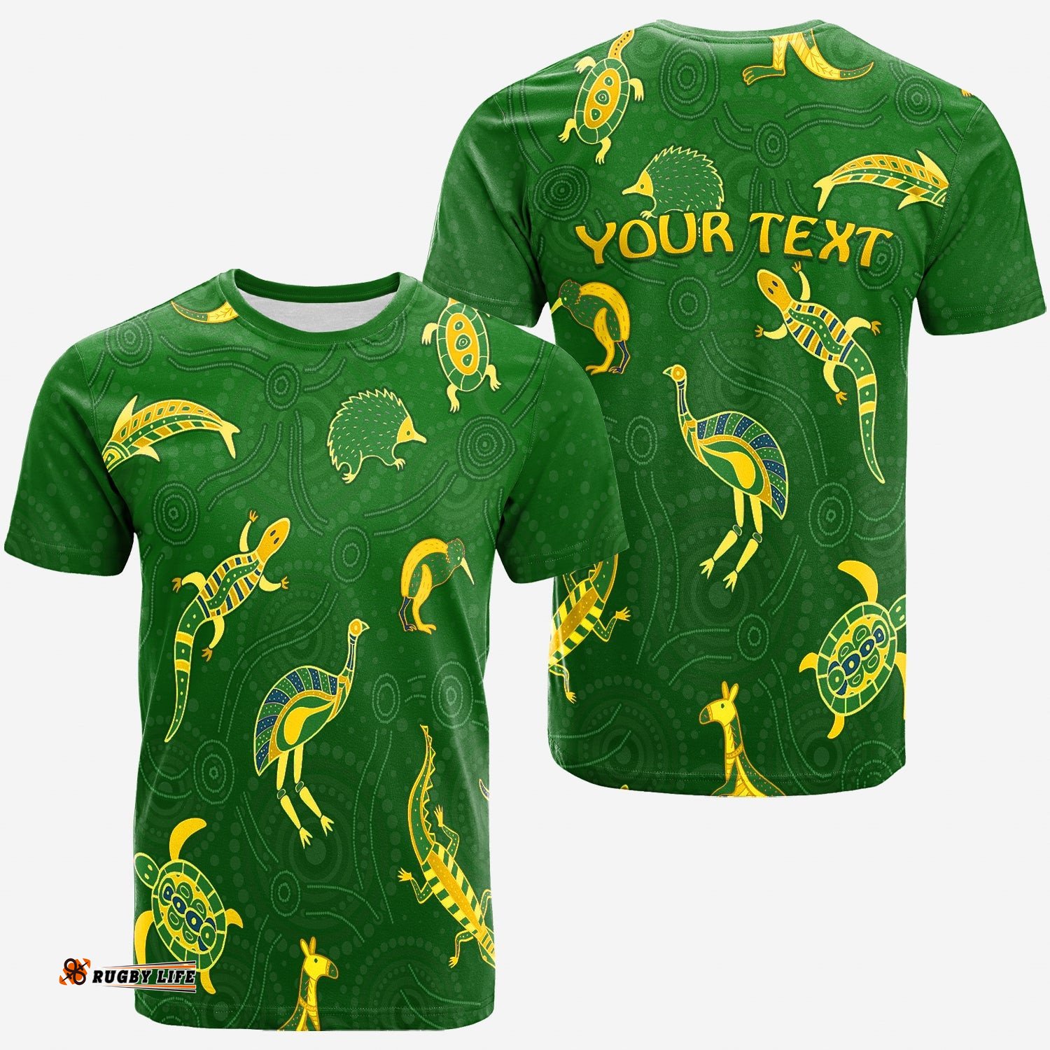 custom personalised aboriginal art t shirt animals australia version green