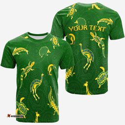 custom personalised aboriginal art t shirt animals australia version green