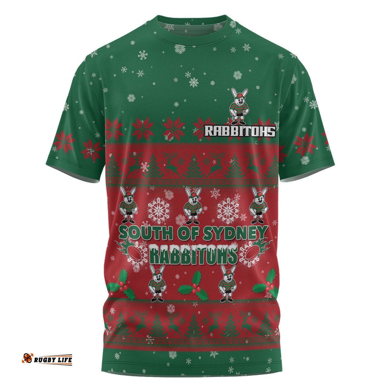 Amazing Aussie South Sydney Rabbitohs Custom T-shirt - Special Ugly Christmas T-shirt
