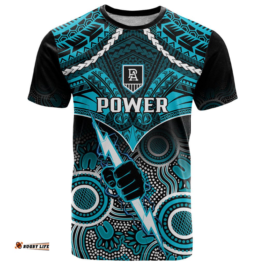 port adelaide football t shirt power aboriginal mix polynesian pattern