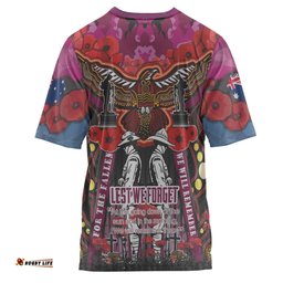 Amazing Aussie Manly Warringah Sea Eagles Anzac Custom T-shirt - Remembrance Manly Anzac Day With Poppy Flower Watercolour Style
