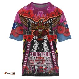 Amazing Aussie Manly Warringah Sea Eagles Anzac Custom T-shirt - Remembrance Manly Anzac Day With Poppy Flower Watercolour Style