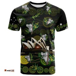 custom personalised australia t shirt aboriginal golden wattle mix koala and sydney opera house