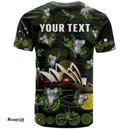 custom personalised australia t shirt aboriginal golden wattle mix koala and sydney opera house