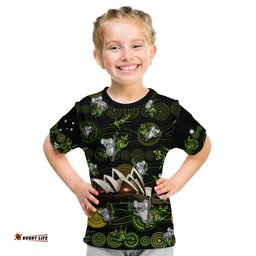 custom personalised australia t shirt aboriginal golden wattle mix koala and sydney opera house
