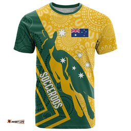 personalised australia socceroos indigenous t shirt green gold