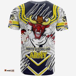 Amazing Aussie North Queensland Cowboys Custom T-Shirt - Indigenous North Queensland Cowboys Army Scratch Style T-Shirt