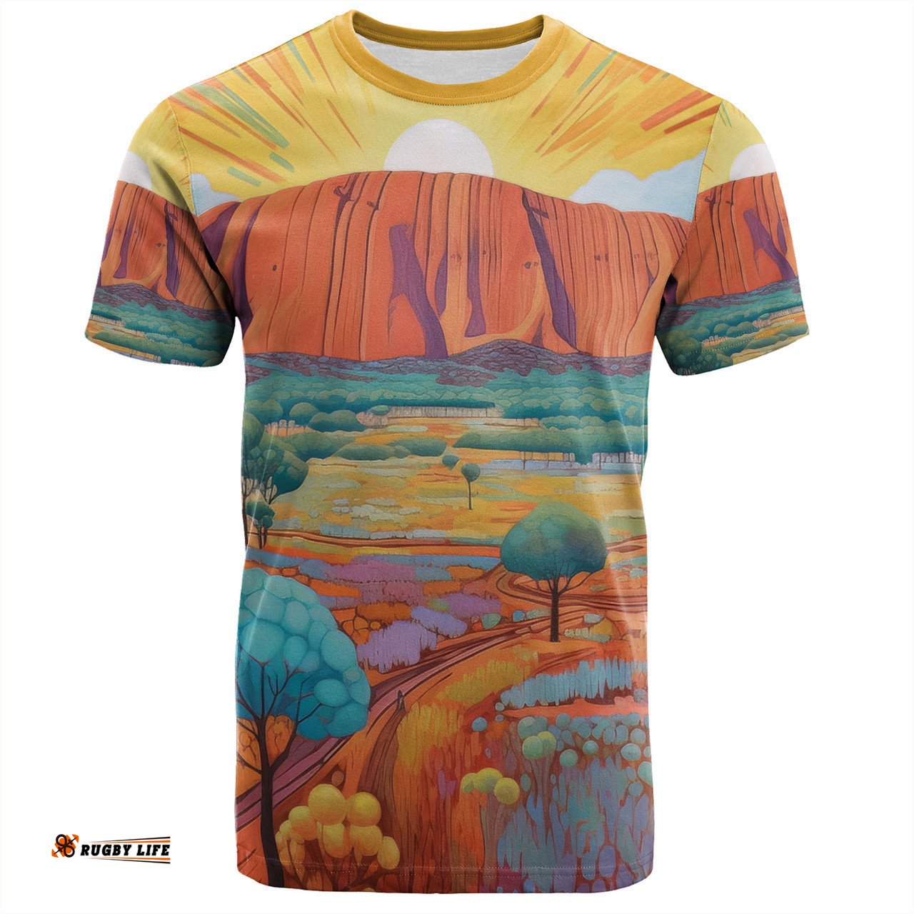 Amazing Aussie Urulu Travelling T-shirt - Urulu Mountain Oil Painting Art T-shirt