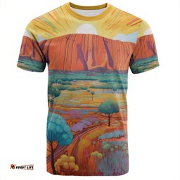 Amazing Aussie Urulu Travelling T-shirt - Urulu Mountain Oil Painting Art T-shirt