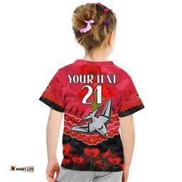custom personalised bombers football anzac t shirt lest we forget