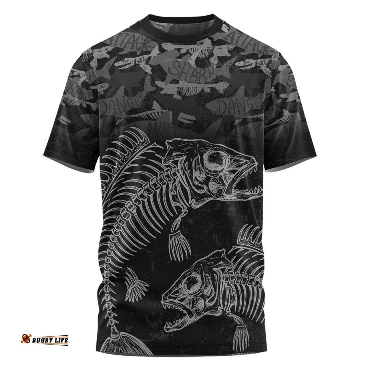 Amazing Aussie Australia Fishing Custom T-shirt - Fish Reaper Fish Skeleton Grey T-shirt