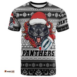 Amazing Aussie Penrith Panthers T-shirt - Custom Penrith Panthers Mascot Knitted Christmas Patterns T-shirt