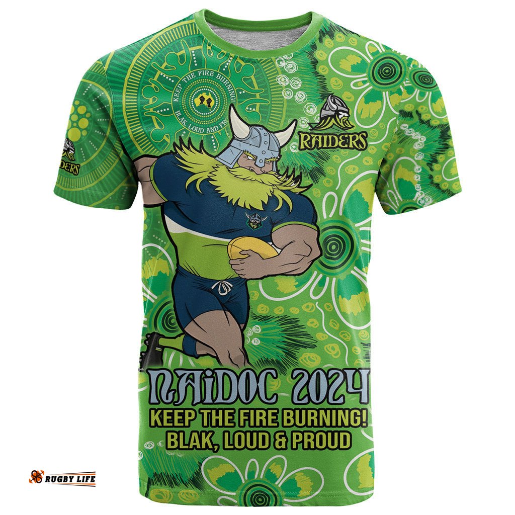personalised raiders naidoc week 2024 t shirt aboriginal fire burning sparks