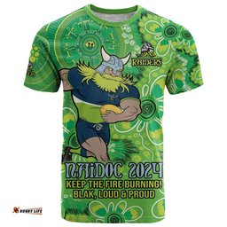 personalised raiders naidoc week 2024 t shirt aboriginal fire burning sparks