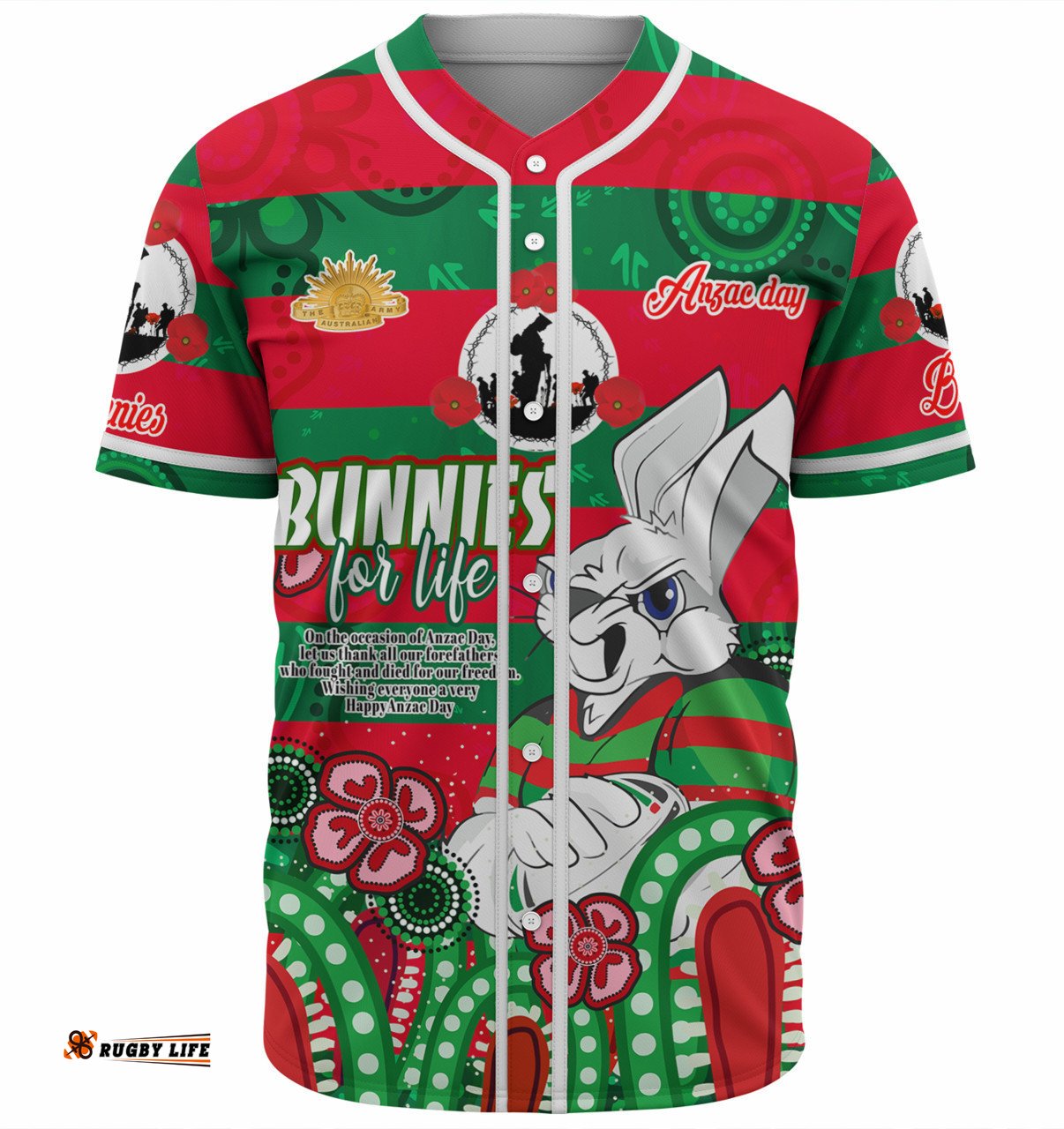 Amazing Aussie South Sydney Rabbitohs Day Custom T-shirt - Bunnies For Life Anzac Quotes T-shirt