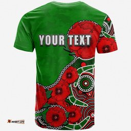 custom personalised anzac day nrl rabbitohs army mix aboriginal t shirt no.1