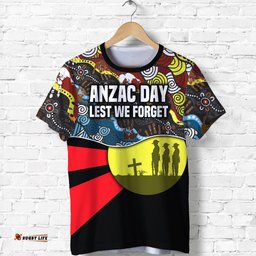 custom personalised australian anzac day t shirt aboriginal sun style th12