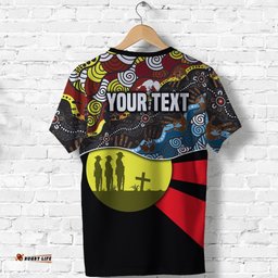 custom personalised australian anzac day t shirt aboriginal sun style th12