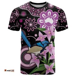 personalised australia boronia and malurus cyaneus t shirt aboriginal art