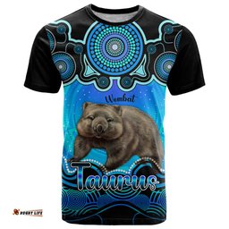 personalised australia taurus wombat zodiac t shirt auz astrology aboriginal aqua