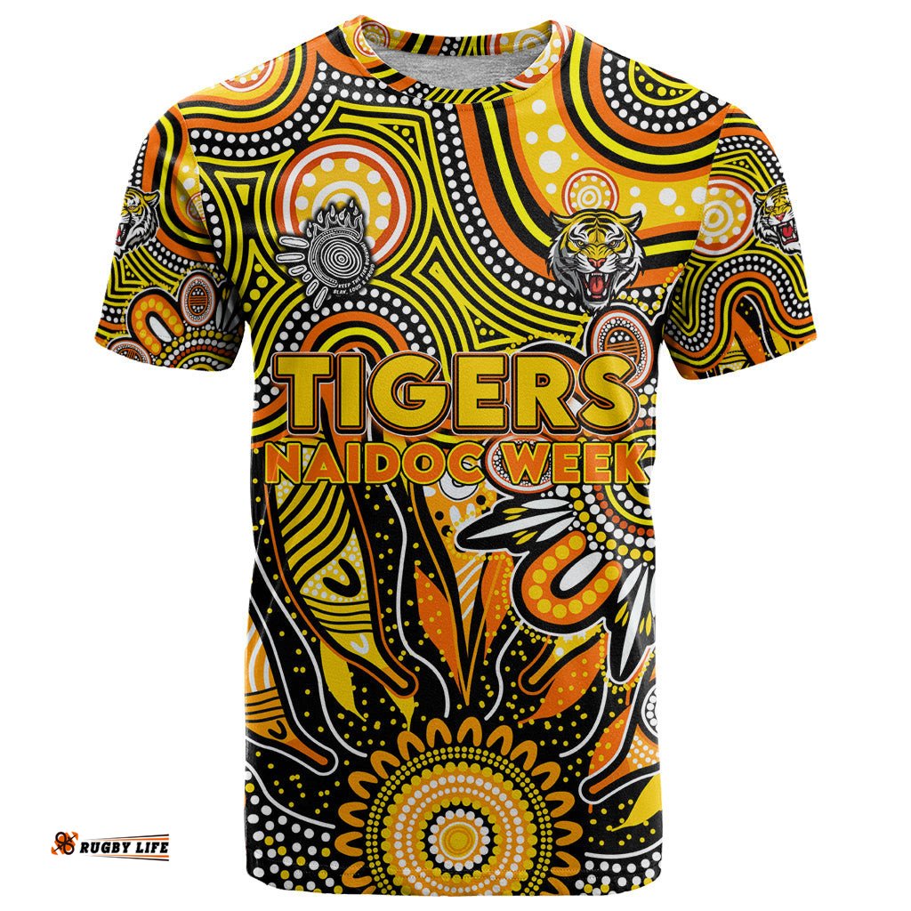 personalised tiger naidoc week 2024 t shirt aussie aboriginal art dt02