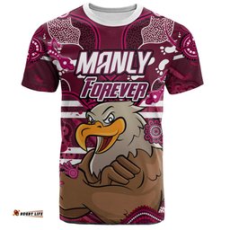 Amazing Aussie Sea Eagles Custom T-Shirt - Manly Forever With Aboriginal Style T-Shirt