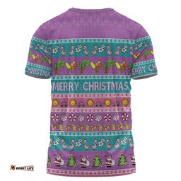 Amazing Aussie Australia Christmas Custom T-shirt - Aussie Christmas Flamingo Summer Vibes Purple T-shirt