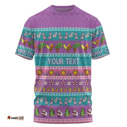 Amazing Aussie Australia Christmas Custom T-shirt - Aussie Christmas Flamingo Summer Vibes Purple T-shirt