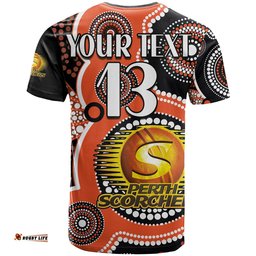 custom text and number perth scorchers t shirt australia cricket bbl aboriginal
