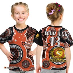 custom text and number perth scorchers t shirt australia cricket bbl aboriginal