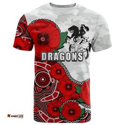 custom personalised anzac day nrl dragons army mix aboriginal t shirt