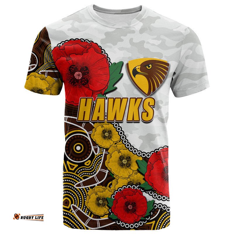 custom personalised anzac day afl hawks army mix aboriginal t shirt