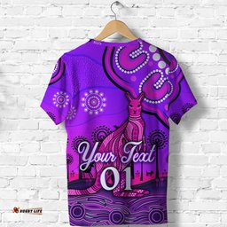 custom personalised aboriginal art kangaroo t shirt indigenous unique vibes purple