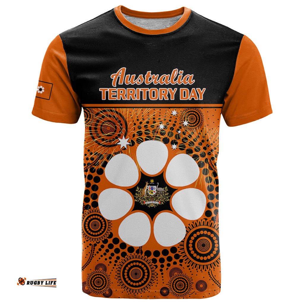 personalised 1 july australia territory day t shirt aboriginal pattern