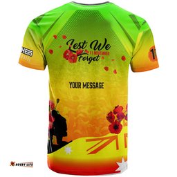 Amazing Aussie Penrith Panthers T-Shirt - Custom Penrith Panthers Remembrance Day Lest We Forget Poppies T-Shirt
